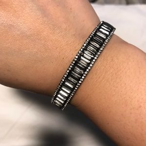 Gunmetal grey rhinestone bangle bracelet